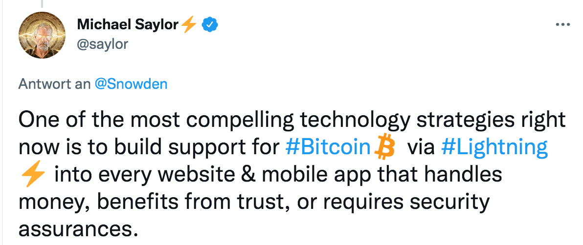 Michael Saylor Tweet Blockchain Industrie