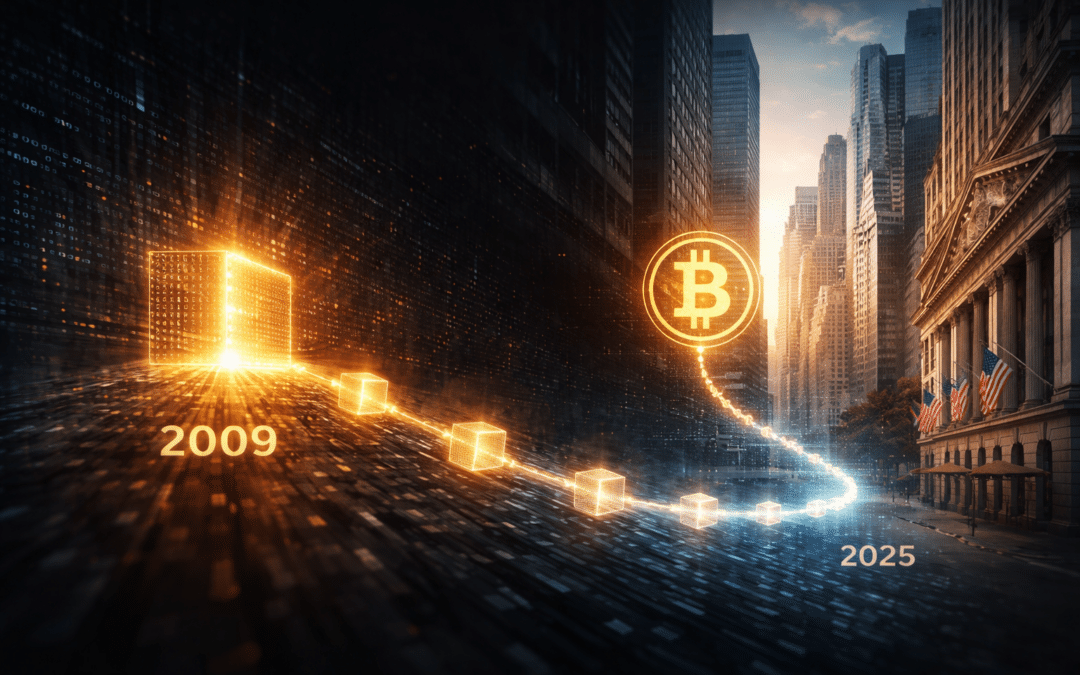 Vom Genesis Block zur Wall Street: Wie Bitcoin in 16 Jahren vom Außenseiter zur globalen Geldidee wurde
