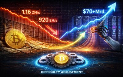 Bitcoin Hashrate Rückgang: AI zahlt mehr pro Megawatt und die Bitcoin Blockchain passt sich an